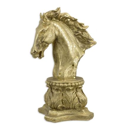 Polyresin-Figur Pferdekopf auf Sockel, A RESIN FIGURINE OF A HORSE HEAD ON BASE