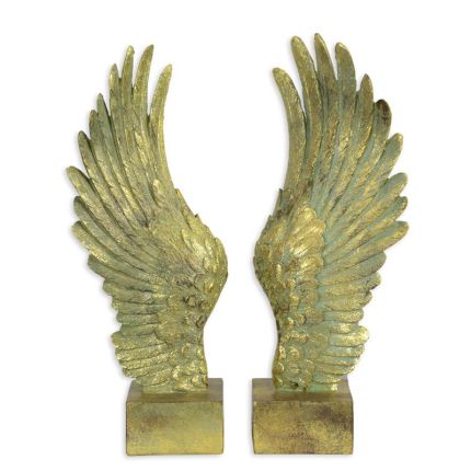 2er-Set Polyresin-Engelflügel auf Sockel, A PAIR OF RESIN WINGS ON BASE