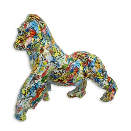 Polyresin-Tierfigur Gorilla, Graffiti-Stil, A RESIN SCULPTURE OF A HYDROGRAPHIC DIPPED GORILLA