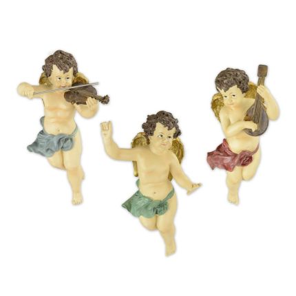 Kunststeinfiguren, 3er-Set Engel, Putten,  A SET OF 3 POLYRESIN ANGELS