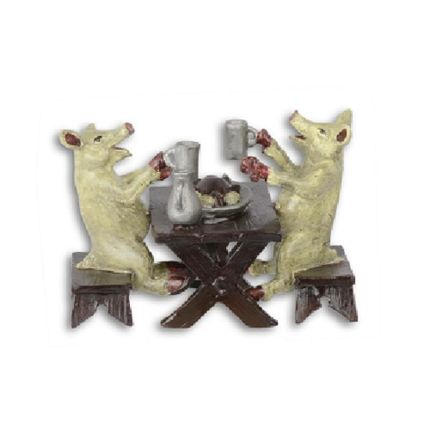 Bronzefigur dinierende Schweine, A BRONZE GROUP OF TWO PIGS HAVING DINNER