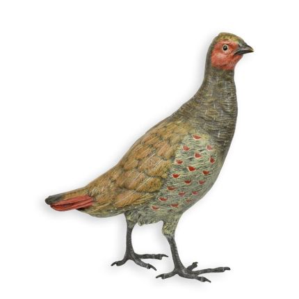 Bronzetierfigur Rebhuhn, A BRONZE SCULPTURE OF A PARTRIDGE