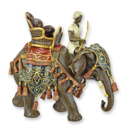 Bronzetierfigur Elefant mit Reiter, A BRONZE SCULPTURE OF A DECORATED ELEPHANT AND RIDER