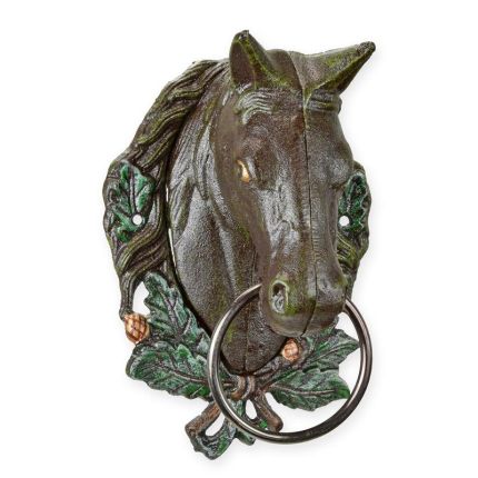 Handtuchhalter Pferdkopf aus Gusseisen, A CAST IRON BROWN HORSEHEAD TOWEL HOLDER