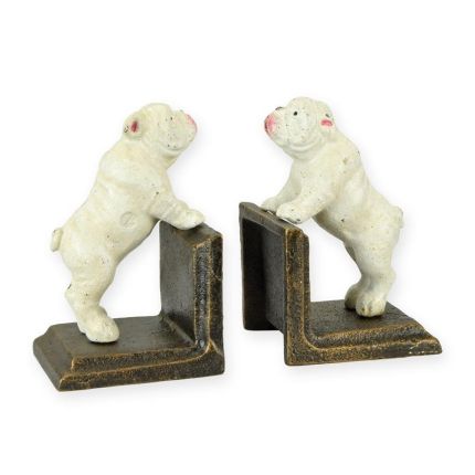 2er-Set Buchstützen mit Hundefigur, Gusseisen, A PAIR OF CAST IRON BULLDOG BOOKENDS