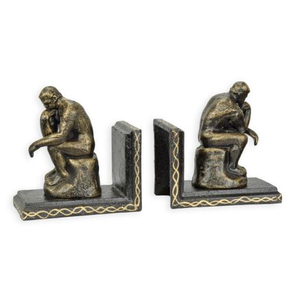 Paar Buchstützen mit Denkerfigur aus Gusseisen, A PAIR OF CAST IRON THE THINKER BOOKENDS