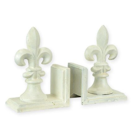 2er-Set Gusseisen-Buchstützen mit französischer Lilie, A PAIR OF CAST IRON FLEUR DE LIS BOOKENDS