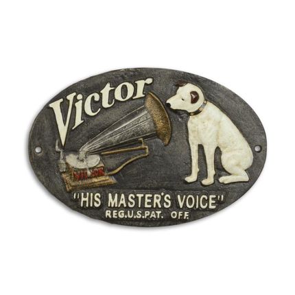 Gusseisen-Wandschild, A CAST IRON "HIS MASTER'S VOICE" PLAQUE