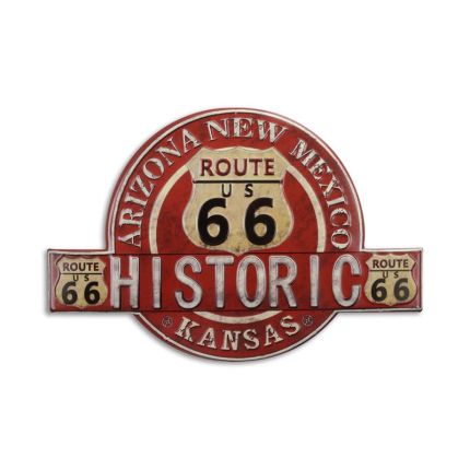 Geprägtes Blechschild, AN EMBOSSED TIN PLATE - HISTORIC ROUTE 66