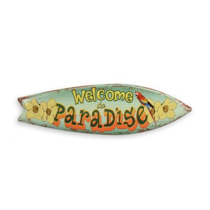 Geprägtes Blechschild, AN EMBOSSED TIN PLATE - WELCOME TO PARADISE