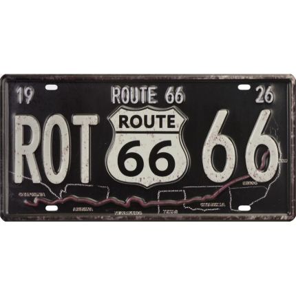 Geprägtes Blechschild, AN EMBOSSED TIN PLATE - ROUTE 66