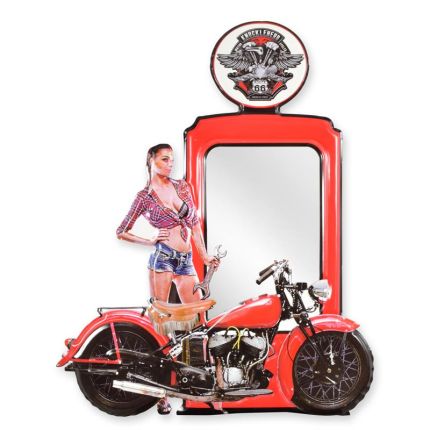 Blechschild mit Spiegel, A GAS PUMP SHAPED TIN WALL MIRROR