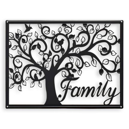 Wanddekoration Baum in Konturdarstellung, Zinnblech, A TIN OUTLINE WALL DECOR - FAMILY TREE