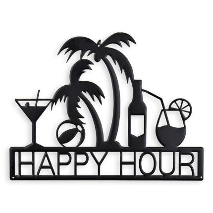 Wanddekoration "Happy Hour" in Konturdarstellung, Zinnblech, A TIN OUTLINE WALL DECOR - HAPPY HOUR