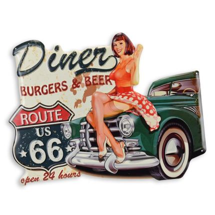 Geprägtes Blechschild, AN EMBOSSED TIN PLATE - DINER BURGERS & BEER