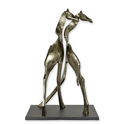 Aluminiumtierfigur Girraffenpaar, AN ALUMINIUM SCULPTURE OF A PAIR OF GIRAFFES