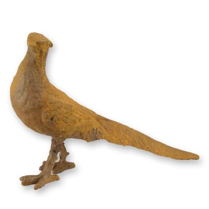 Gusseisentierfigur Fasan, rostfarben, A RUSTY CAST IRON FIGURINE OF A PHEASANT