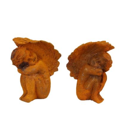 Paar Buchstützen mit Putten, Gusseisen, rostfarben, A PAIR OF RUSTY CAST IRON PUTTI BOOK-ENDS