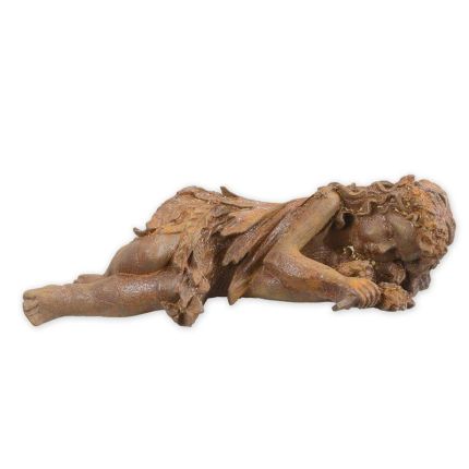 Gusseisenfigur schlafender Engel, Mädchenfigur, rostfarben, A RUSTY CAST IRON SLEEPING ANGEL