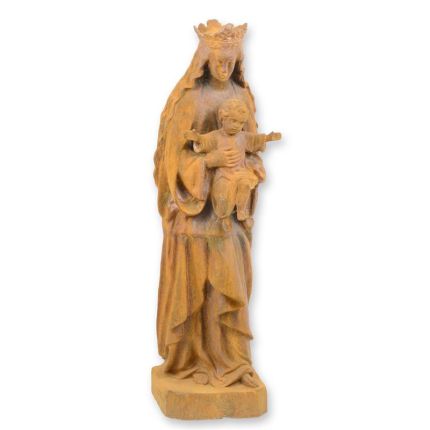 Gusseisenstatue Madonna mit Kind, rostfarben, A RUSTY CAST IRON STATUE OF MADONNA WITH CHILD