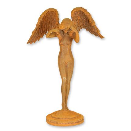 Gusseisenfigur Engel, rostfarben, A RUSTY CAST IRON FIGURINE CALLED "DESCENDING NIGHT"