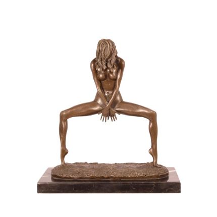 Bronzefigur nackte Frau in sportlicher Tanzpose