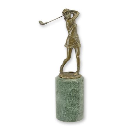 Bronzefigur Golfspielerin, Frauenfigur, Sportfigur, A BRONZE SCULPTURE OF A LADY GOLFER