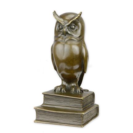 Bronzetierfigur Eule, A BRONZE SCULPTURE OF THE WISE OWL