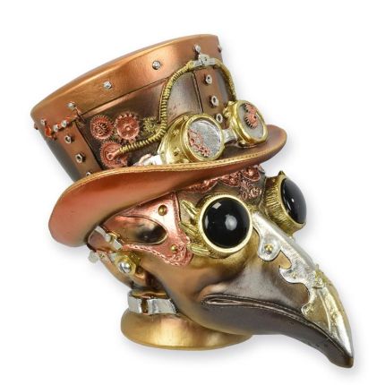 A RESIN STEAMPUNK FIGURINE OF THE PLAGUE DOCTOR