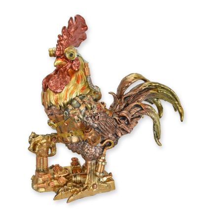 Steampunk Hahn, Polyresin, A RESIN STEAMPUNK FIGURINE OF A ROOSTER