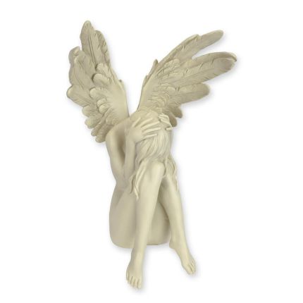 Kunststeinfigur Engel, Polyresin, A RESIN FIGURINE OF A RECLINING ANGEL