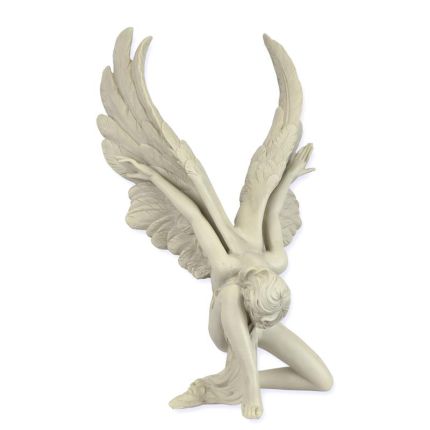 Kunststeinfigur kniender Engel, Polyresin, A RESIN FIGURINE OF A KNEELING ANGEL