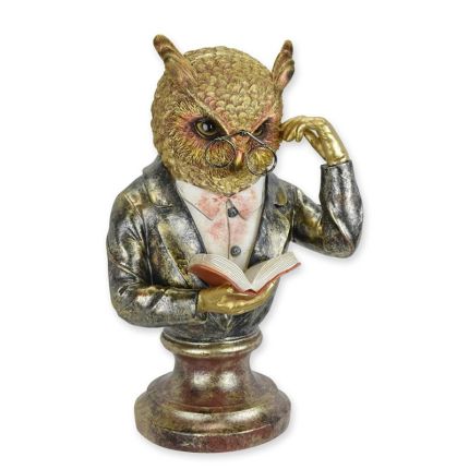 Polyresin-Büste Eule, Eulenfigur, A RESIN BUST OF THE WISE OWL