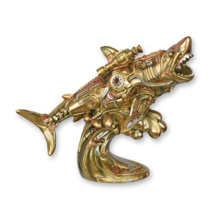 Steampunkfigur Weißer Hai - H. 28,1 cm - Polyresin