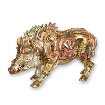 Steampunkfigur Wildschwein - L. 30,2 cm - Polyresin