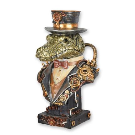 Steampunkfigur Krokodil - Höhe 32,3 cm - Polyresin