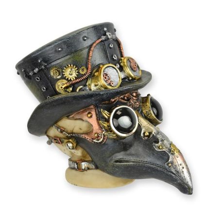 Steampunk-Kopf "Pest-Arzt", Polyresin, A RESIN STEAMPUNK FIGURINE OF THE PLAGUE DOCTOR