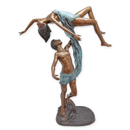 Bronzefigur halbnackte Tänzer, A BRONZE SCULPTURE OF A PAIR OF SEMI NUDE DANCERS