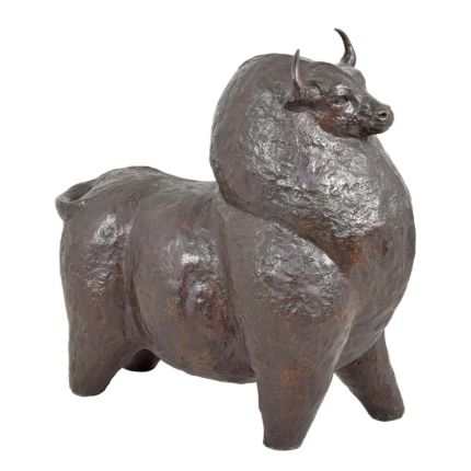 Moderne Bronzefigur Stier, A MODERNIST BRONZE SCULPTURE OF A BULL