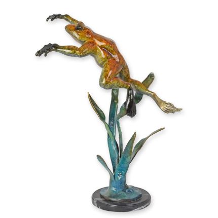 Bronzefigur Frosch, Froschfigur, A BRONZE SCULPTURE OF A LEAPING  FROG