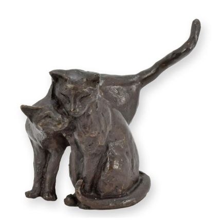 Bronzetierfigur Katzenpaar, Katzenfigur, Katze, A BRONZE SCULPTURE OF TWO CUDLING CATS