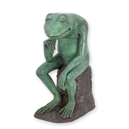 Bronzetierfigur Affe als Denkerfigur, Bronzeaffe, Affenfigur, Tierfigur, Gartenfigur, A BRONZE SCULPTURE OF A THINKING FROG