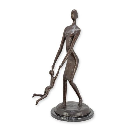 Moderne Bronzefigur Mutter mit Kind, Frauenfigur, Bronzefrau, Familienfigur, Dekofigur, Gartenfigur