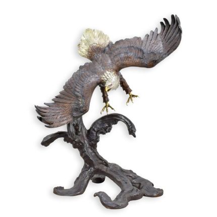 Bronzetierfigur Adler, Adlerfigur, Bronzeadler, Tierfigur, Tierstatue, Vogelfigur, Gartenfigur, A BRONZE SCULPTURE OF AN EAGLE IN FLIGHT