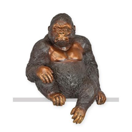 Bronzetierfigur Gorilla - sitzend - Höhe 29,8 cm
