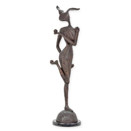 Moderne Bronzefigur Spielhase, A MODERNIST BRONZE SCULPTURE OF A PLAYBUNNY