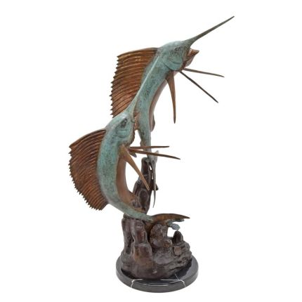 Bronzefigur zwei Segelfische, A BRONZE SCULPTURE OF TWO SAILFISH