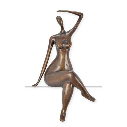 Bronzefigur weiblicher Akt, A BRONZE SCULPTURE OF A SITTING WOMAN