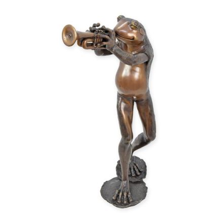 Bronzetierfigur musizierender Frosch, A BRONZE FOUNTAIN OF A FROG PLAYING TRUMPET