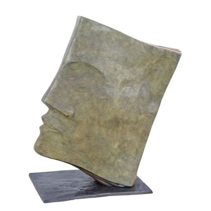 Bronzefigur Buchgesicht, A BRONZE SCULPTURE OF A BOOK FACE